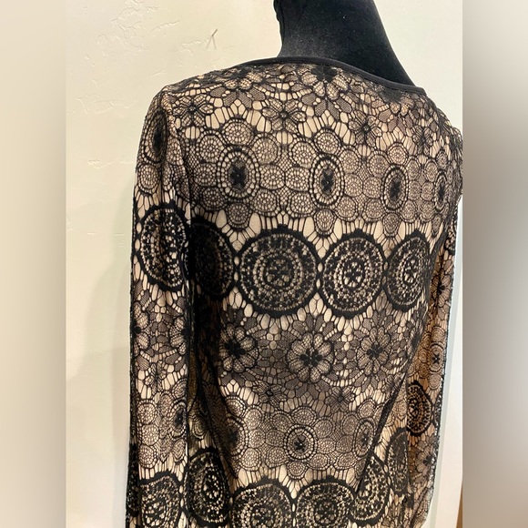 MSSP Brand/Max Studio Black & Nude Lace Detailed Long Sleeve Blouse, SIZE XS. - Picture 8 of 15